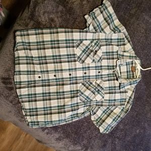 Great Northwest turquoise white and gray button up